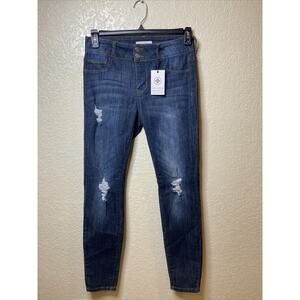 Kiki Larue Jeans Juniors Size 9 Distressed Denim Tapered Leg Stretch NEW